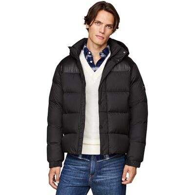 Tommy Hilfiger Men’s Mix Down Hooded Puffer Jacket, Black (Black), XXL Tommy Hilfiger Men’s Mix Down Hooded Puffer Jacket, Black (Black), XXL