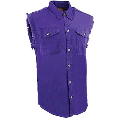 Milwaukee Men's line Denim Sleeveless Shirts (Purple, X-Large) Milwaukee Men's line Denim Sleeveless Shirts (Purple, X-Large)