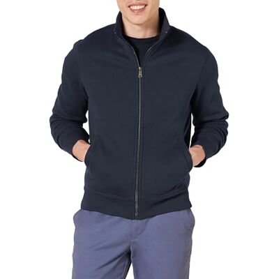Amazon Essentials Men's Fleece Zip-Up Mock Neck Sweatshirt, Mid-weight, Regular Fit, Navy, S Amazon Essentials Men's Fleece Zip-Up Mock Neck Sweatshirt, Mid-weight, Regular Fit, Navy, S