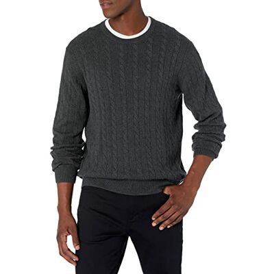 Amazon Essentials Men's Crewneck Cable Cotton Jumper, Charcoal Heather, XXL Amazon Essentials Men's Crewneck Cable Cotton Jumper, Charcoal Heather, XXL