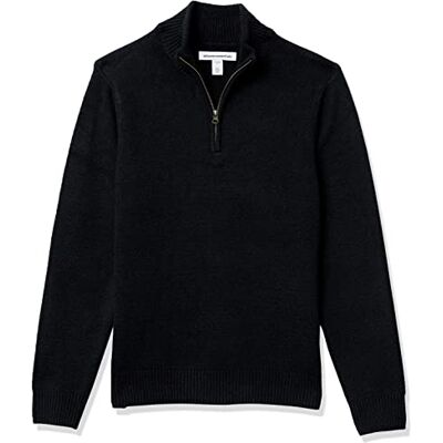 Amazon Essentials Men's Long-Sleeve Soft Touch Quarter-Zip Jumper, Black, XL Amazon Essentials Men's Long-Sleeve Soft Touch Quarter-Zip Jumper, Black, XL