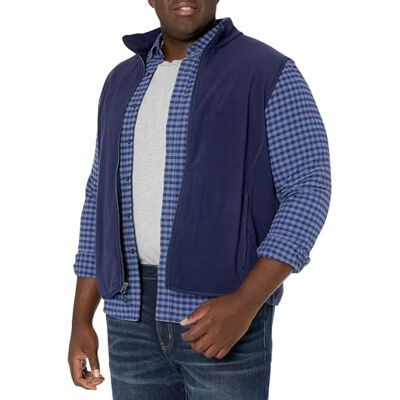 Amazon Essentials Men's Full-Zip Polar Fleece Vest (Available in Big & Tall), Navy, S Amazon Essentials Men's Full-Zip Polar Fleece Vest (Available in Big & Tall), Navy, S
