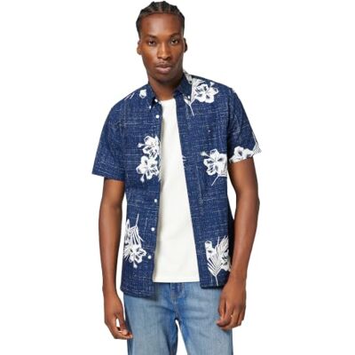Tommy Hilfiger Men's Large PRT Tropical Rf Shirt S/S Mw0mw38063 Large PRT Tropical RF Shirt S/S, Blue (Night Sky Multi), L Tommy Hilfiger Men's Large PRT Tropical Rf Shirt S/S Mw0mw38063 Large PRT Tropical RF Shirt S/S, Blue (Night Sky Multi), L