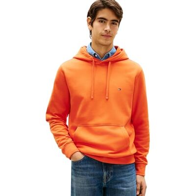 Tommy Hilfiger Men’s Hoodie Essential Terry with Kangaroo Pocket, Orange (Brilliant Orange), S Tommy Hilfiger Men’s Hoodie Essential Terry with Kangaroo Pocket, Orange (Brilliant Orange), S