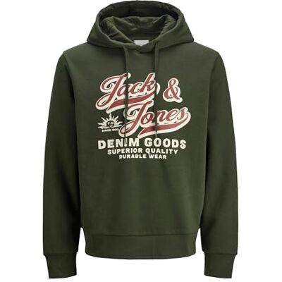 JACK & JONES Men's Hoodies Pullover Sweat Cool Logo Design Long Sleeve Sweatshirt for Men, Green Colour, UK Size XXL JACK & JONES Men's Hoodies Pullover Sweat Cool Logo Design Long Sleeve Sweatshirt for Men, Green Colour, UK Size XXL