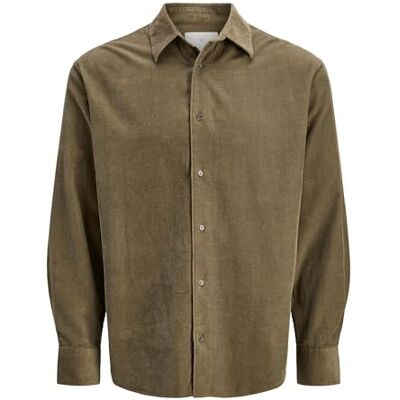 JACK & JONES Men's Jprccascot Corduroy L/S Shirt, Stone Gray, M JACK & JONES Men's Jprccascot Corduroy L/S Shirt, Stone Gray, M