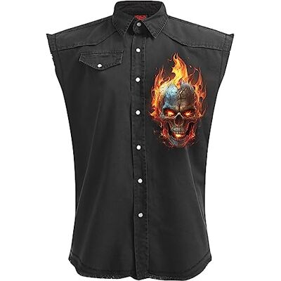 Spiral Night Rider Sleeveless Stone Washed Worker Black M Spiral Night Rider Sleeveless Stone Washed Worker Black M