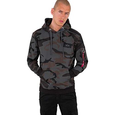 Alpha Back Print Hoody Camo Hooded Sweat for Men Black Alpha Back Print Hoody Camo Hooded Sweat for Men Black