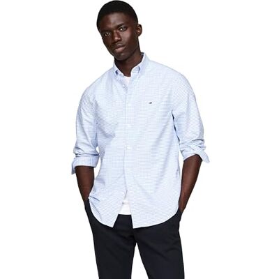 Tommy Hilfiger Long Sleeve Oxford Regular Fit, Men's Button Down Shirts, Also Available in Big and Tall, Cloudy Blue/White, Medium Tommy Hilfiger Long Sleeve Oxford Regular Fit, Men's Button Down Shirts, Also Available in Big and Tall, Cloudy Blue/White, Medium