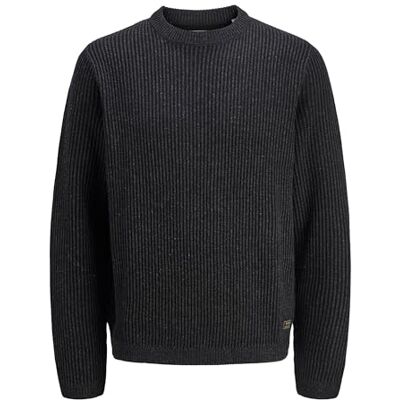 JACK & JONES Jjedover Knit Crew Neck Sn, Black, M JACK & JONES Jjedover Knit Crew Neck Sn, Black, M