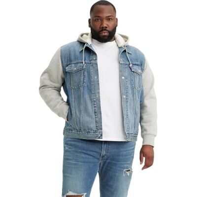 Levi's Big Hybrid Hoodie Trucker Light Indigo Worn In, Candy Man, XXL Levi's Big Hybrid Hoodie Trucker Light Indigo Worn In, Candy Man, XXL