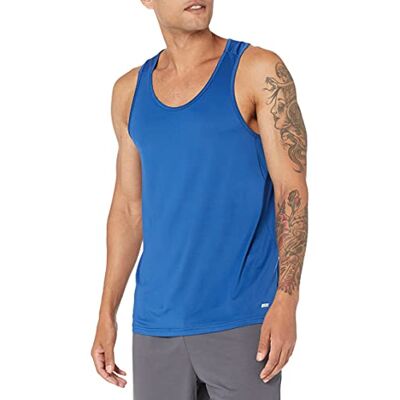 Amazon Essentials Men's Quick-Dry Tech Stretch Active Sleeveless Gym Vest Workout Shirt, Bright Blue, XS Amazon Essentials Men's Quick-Dry Tech Stretch Active Sleeveless Gym Vest Workout Shirt, Bright Blue, XS