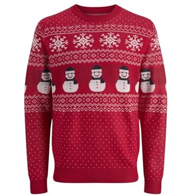 JACK & JONES Men's Jjxmas Andrew Knit Crew Neck, True red, L JACK & JONES Men's Jjxmas Andrew Knit Crew Neck, True red, L