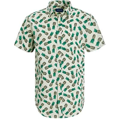 JACK & JONES Men's Jorjames Palma Conv Shirt SS Short Sleeve Shirt, Island Green, L JACK & JONES Men's Jorjames Palma Conv Shirt SS Short Sleeve Shirt, Island Green, L