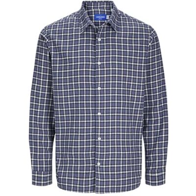 JACK & JONES Jorjoshua Flannel Check Shirt LS, Night Shadow Blue, S JACK & JONES Jorjoshua Flannel Check Shirt LS, Night Shadow Blue, S