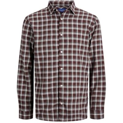 JACK & JONES Men's Jorjoshua Flannel Check Shirt Ls Ln, Deep Mahogany, M JACK & JONES Men's Jorjoshua Flannel Check Shirt Ls Ln, Deep Mahogany, M