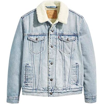 Levi's Men's Type 3 Sherpa Trucker Denim Jacket, Stonebridge, S Levi's Men's Type 3 Sherpa Trucker Denim Jacket, Stonebridge, S