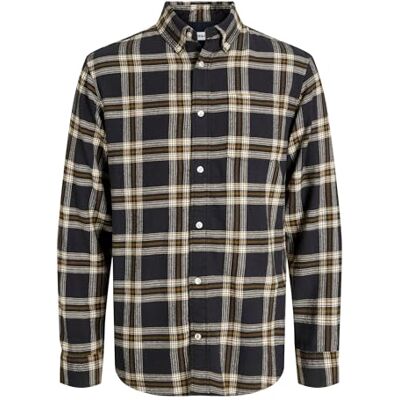 JACK & JONES Jjeclassic Flannel Check Shirt LS Sn, Black, S JACK & JONES Jjeclassic Flannel Check Shirt LS Sn, Black, S