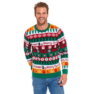 U LOOK UGLY TODAY Men's Ugly Christmas Jumper Funny Xmas Tree Gift Sweater Top Colour me Christmas, Ma-18031, XL U LOOK UGLY TODAY Men's Ugly Christmas Jumper Funny Xmas Tree Gift Sweater Top Colour me Christmas, Ma-18031, XL