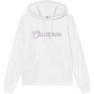 Champion Women's fleece hoodie, rib cuff and hem, front kangaroo pocket, hood with adjustable drawcords, graphic logo White Champion Women's fleece hoodie, rib cuff and hem, front kangaroo pocket, hood with adjustable drawcords, graphic logo White