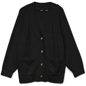 VERO MODA CURVE Vmcboom LS V-Neck Button Cardigan G Cur Plus Size, Black, L VERO MODA CURVE Vmcboom LS V-Neck Button Cardigan G Cur Plus Size, Black, L