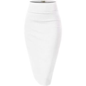 Hybrid & Company Women Premium Nylon Ponte Stretch Office Pencil Skirt High Waist Made in The USA Below Knee, 1073t-white, XS Hybrid & Company Women Premium Nylon Ponte Stretch Office Pencil Skirt High Waist Made in The USA Below Knee, 1073t-white, XS