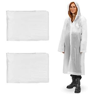 Relaxdays Set of 2 Rain Ponchos, with Hood, Reusable Raincoat, Ladies & Men, Waterproof, Long, Festival & Camping, White Relaxdays Set of 2 Rain Ponchos, with Hood, Reusable Raincoat, Ladies & Men, Waterproof, Long, Festival & Camping, White