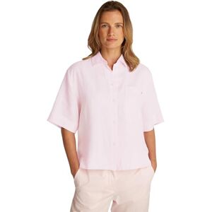 Tommy Hilfiger Women’s Short Sleeve Relaxed Fit Linen Shirt, Pink (Light Pink), 8 Tommy Hilfiger Women’s Short Sleeve Relaxed Fit Linen Shirt, Pink (Light Pink), 8
