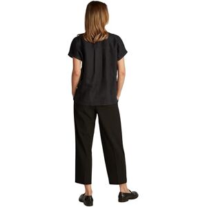 Tommy Hilfiger Women’s Short Sleeve Collarless Linen Blouse, Black (Black), 12 Tommy Hilfiger Women’s Short Sleeve Collarless Linen Blouse, Black (Black), 12