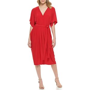 Tommy Hilfiger Womens Red Belted Solid Long Sleeve Round Neck Above The Knee Fit + Flare Cocktail Dress UK Size:16 Tommy Hilfiger Womens Red Belted Solid Long Sleeve Round Neck Above The Knee Fit + Flare Cocktail Dress UK Size:16