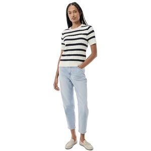 Tommy Hilfiger Women’s Short Sleeve Cable Knit Jumper, Multicolor (Ivory Silk/Dark Night Navy STP), L Tommy Hilfiger Women’s Short Sleeve Cable Knit Jumper, Multicolor (Ivory Silk/Dark Night Navy STP), L