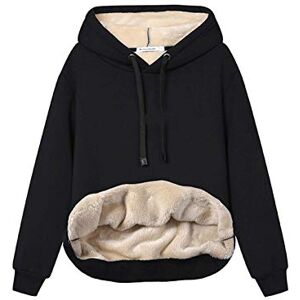 Haellun Womens Casual Winter Warm Fleece Sherpa Lined Pullover Hooded Sweatshirt Black Large Haellun Womens Casual Winter Warm Fleece Sherpa Lined Pullover Hooded Sweatshirt Black Large