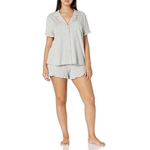 Amazon Essentials Women's Cotton Modal Piped Notch Collar Short Pyjama Set, Comfortable Loungewear (Available in Plus Size), Grey Heather, XXL Amazon Essentials Women's Cotton Modal Piped Notch Collar Short Pyjama Set, Comfortable Loungewear (Available in Plus Size), Grey Heather, XXL