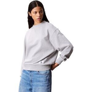 Calvin Klein Women’s Round Neck Badge Logo Terry Sweatshirt, Grey (Heroic Grey Heather), M Calvin Klein Women’s Round Neck Badge Logo Terry Sweatshirt, Grey (Heroic Grey Heather), M