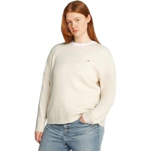 Tommy Hilfiger Women’s Cable Knit Round Neck Jumper, Beige (Heather Ivory Petal), 20 Tommy Hilfiger Women’s Cable Knit Round Neck Jumper, Beige (Heather Ivory Petal), 20