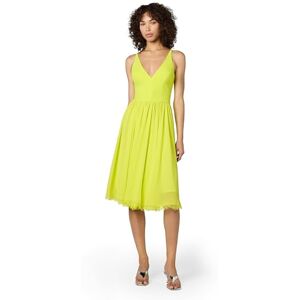 Dress the Population Women's Alicia Plunging Mix Media Sleeveless Fit & Flare Midi Dress, Lemongrass, X-Large Dress the Population Women's Alicia Plunging Mix Media Sleeveless Fit & Flare Midi Dress, Lemongrass, X-Large