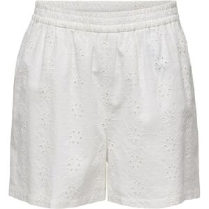 ONLY Women's Onlkelly Emb Shorts WVN, Cloud Dancer, S ONLY Women's Onlkelly Emb Shorts WVN, Cloud Dancer, S