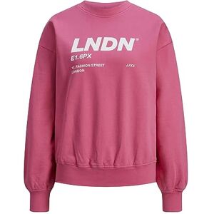 JACK & JONES JJXX Women's Jxbeatrice LS Loose Vintage Sweat Noos Sweatshirt, Carmine Rose/Print: Bright White Lndn Print, S JACK & JONES JJXX Women's Jxbeatrice LS Loose Vintage Sweat Noos Sweatshirt, Carmine Rose/Print: Bright White Lndn Print, S