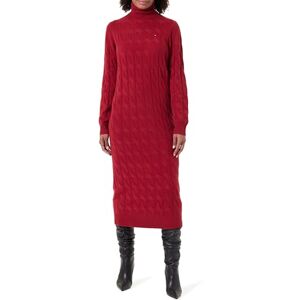 Tommy Hilfiger Women’s Soft Wool Cable Knit Jumper Dress with Roll Neck, Red (Regatta Red), XS Tommy Hilfiger Women’s Soft Wool Cable Knit Jumper Dress with Roll Neck, Red (Regatta Red), XS