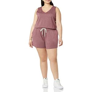 Amazon Essentials Women's Studio Terry Fleece Romper, Plum, Large Amazon Essentials Women's Studio Terry Fleece Romper, Plum, Large