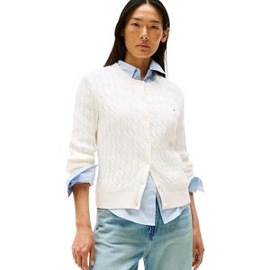 Tommy Hilfiger Women’s Slim Fit Cable Knit Cardigan, White (Ivory Silk), XS Tommy Hilfiger Women’s Slim Fit Cable Knit Cardigan, White (Ivory Silk), XS