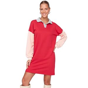 Trendyol Women's Woman Relaxed Jersey Polo Neck Knit Dress, Red, S Trendyol Women's Woman Relaxed Jersey Polo Neck Knit Dress, Red, S