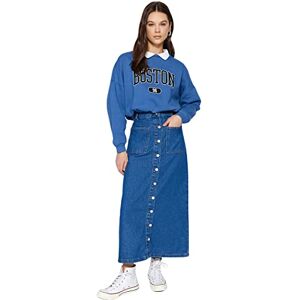 Trendyol Women's Straight Maxi Pencil Hijab Skirt Western, darkblue, 8 Trendyol Women's Straight Maxi Pencil Hijab Skirt Western, darkblue, 8