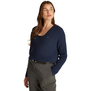 Tommy Hilfiger Women’s Fine Knit V-Neck Jumper, Blue (Dark Night Navy), 3XL Tommy Hilfiger Women’s Fine Knit V-Neck Jumper, Blue (Dark Night Navy), 3XL