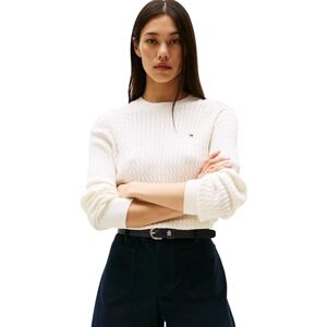Tommy Hilfiger Women’s Fine Cable Knit Jumper, White (Ivory Silk), L Tommy Hilfiger Women’s Fine Cable Knit Jumper, White (Ivory Silk), L