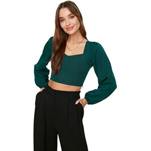 Trendyol FeMan Young Slim fit Bodycon Sweetheart Woven Blouse,Green,34 Trendyol FeMan Young Slim fit Bodycon Sweetheart Woven Blouse,Green,34