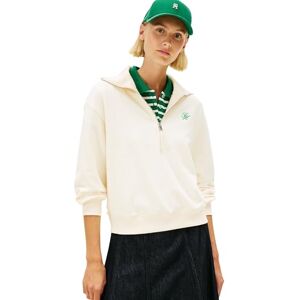 Tommy Hilfiger Women's TH SCRIPT HALF ZIP TERRY SWTSHRT WW0WW49470 Half Zip Sweatshirt, BEIGE (Calico), S Tommy Hilfiger Women's TH SCRIPT HALF ZIP TERRY SWTSHRT WW0WW49470 Half Zip Sweatshirt, BEIGE (Calico), S