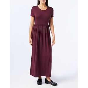 Amazon Essentials Women's Fit and Flare Short Sleeve Waisted Maxi Dress (Available in Plus Size), Burgundy, S Amazon Essentials Women's Fit and Flare Short Sleeve Waisted Maxi Dress (Available in Plus Size), Burgundy, S