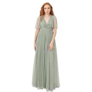 Anaya with Love Womens Maxi Ladies Short Flutter Sleeve V-Neck Twist Front Empire A-line Tulle Bridesmaid Wedding Guest Prom Dress, Frosty Green, 18 UK Anaya with Love Womens Maxi Ladies Short Flutter Sleeve V-Neck Twist Front Empire A-line Tulle Bridesmaid Wedding Guest Prom Dress, Frosty Green, 18 UK