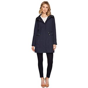 Cole Haan Women's Packable Hooded Rain Jacket with Bow (Standard and Plus Size) Raincoat, Indigo, LG (US 12-14) Cole Haan Women's Packable Hooded Rain Jacket with Bow (Standard and Plus Size) Raincoat, Indigo, LG (US 12-14)